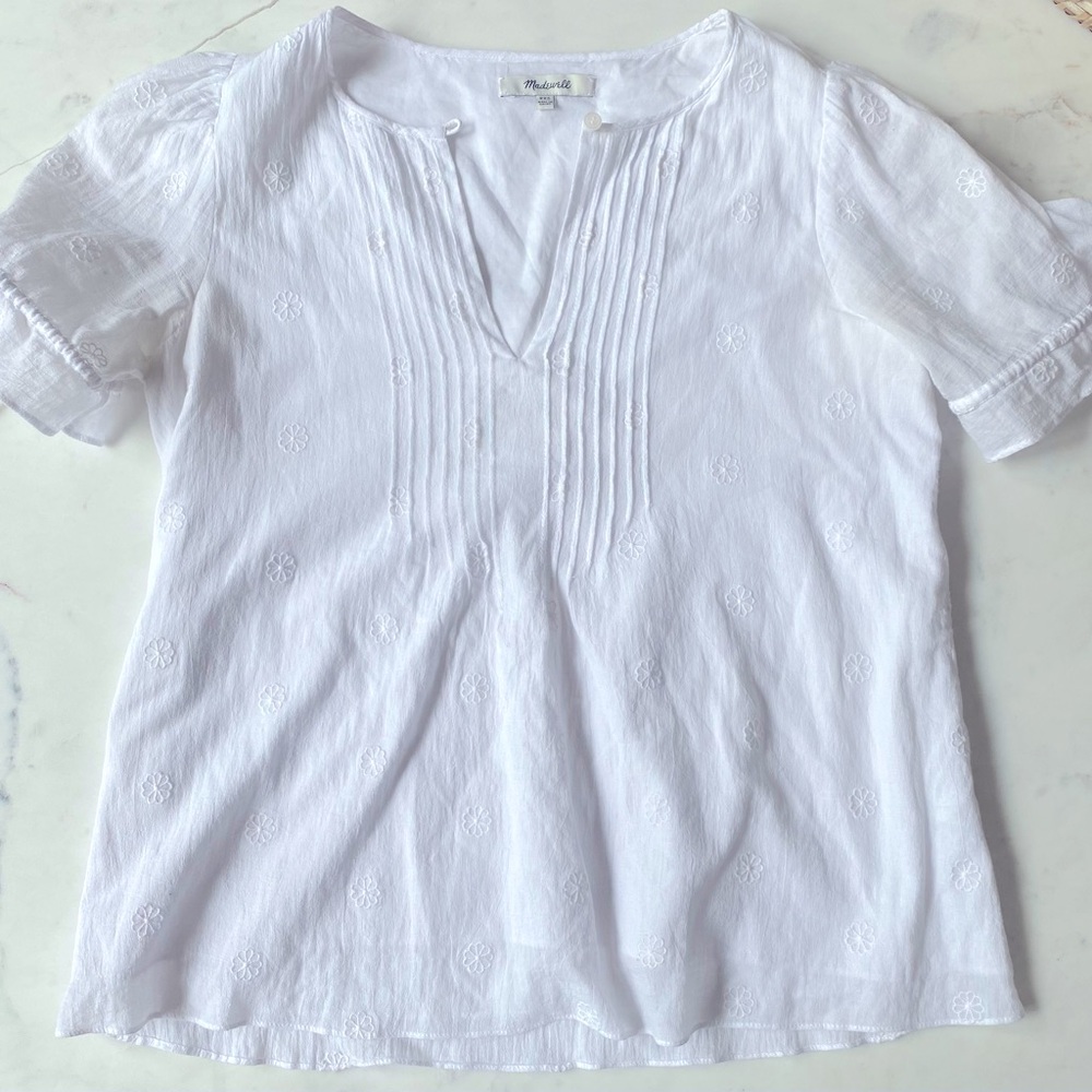 Madewell Embroidered Pintuck Top